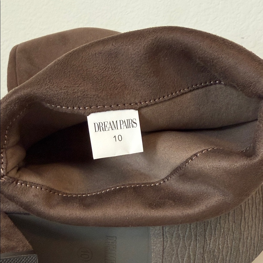 Dream Pairs Dark Brown Faux Suede Over the Knee Heeled Boots NWOB Size 10 - Picture 3 of 6